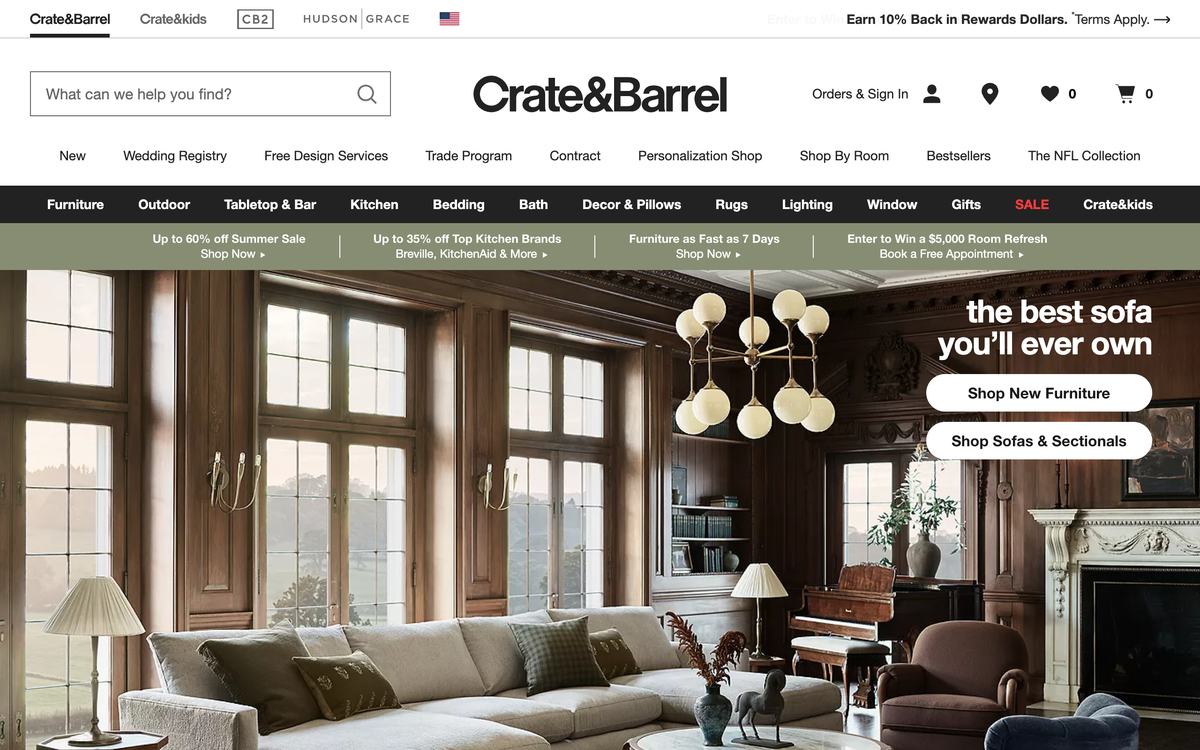 Crate & Barrelのロゴ使用例