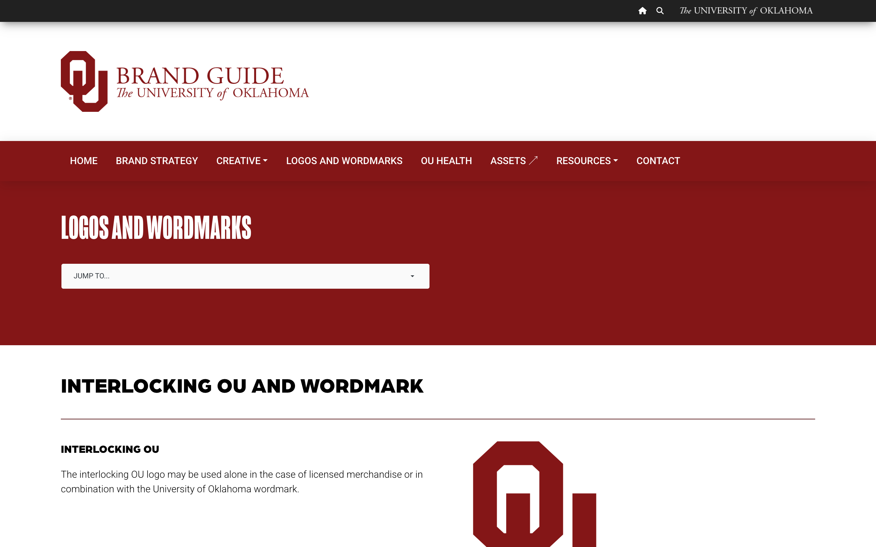 University of Oklahomaのロゴ使用例